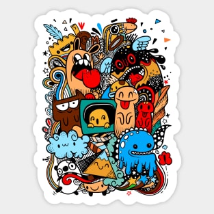 Monster abstract  drawing graffiti Sticker